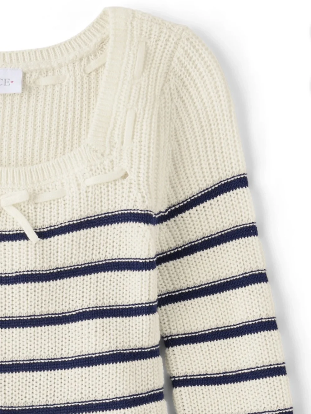 The Children’s Place Girls Fair Ivory Striped Bow Sweater Dress Size LG (10-12)